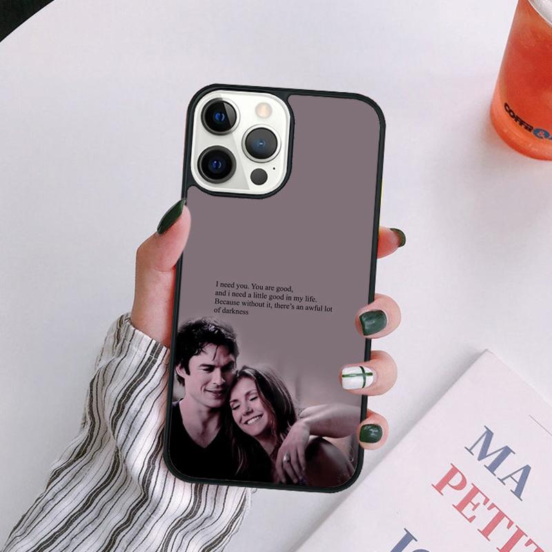 Elena Damon The Vampire Diaries Phone Case For iPhone 17 Air 16 15 14 13 12 Pro Max Plus Max Cover coque
