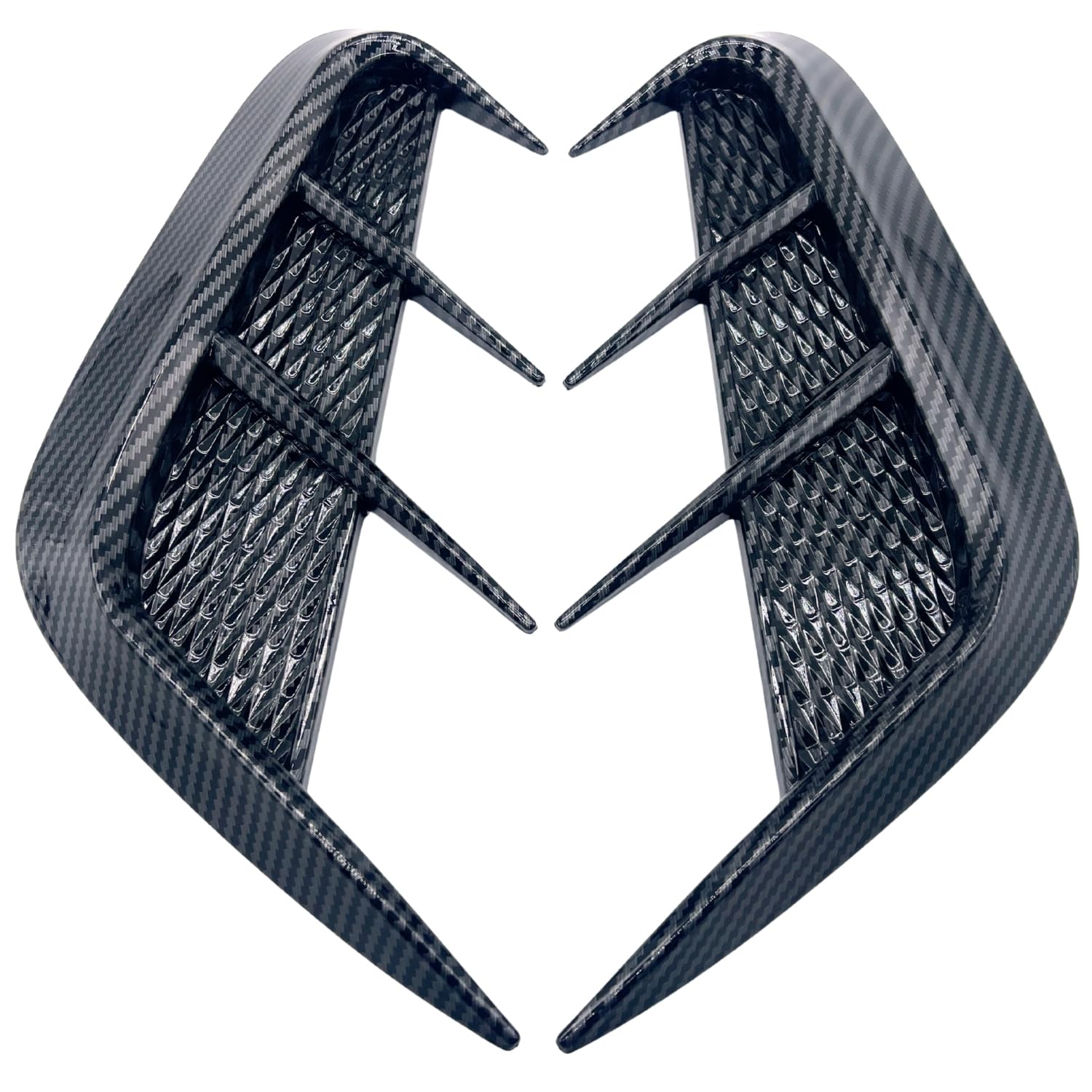Shymie Dummy Duct Fender Stickers for Car Side, Front, and Hood - Car Dress-up, ABS, 2-Piece Set, Carbon Fiber Pattern