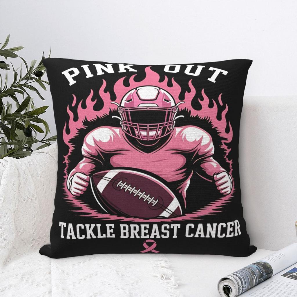 Pink Out Tackle Breast Cancer Awareness USA Football Mom Pillow Case Cushion Cover Awesome Polyester Decor Pillowcase for Seat