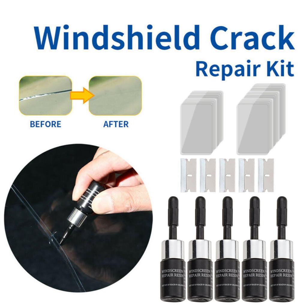 5 Pieces Glass Repair Fluid Windshield Crack Repair Set Windscreen Tool