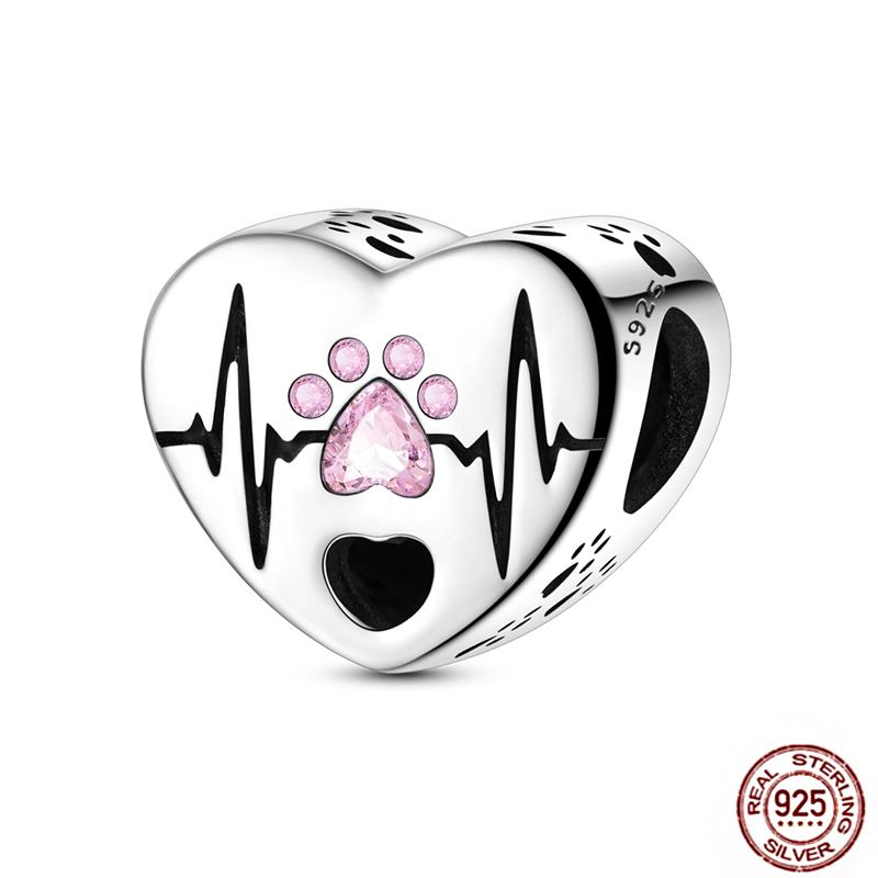 Copper Loveheart Charms Beads Cute Cat Panda Poker Phone Charm Pendant Fit Original Bracelet Diy Jewelry Women Gift