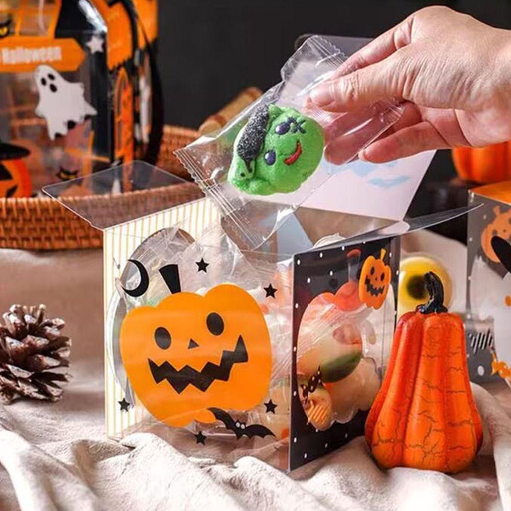 10Pcs Non Candy Snack Packaging Box Cartoon Ghost House Cookie Box  Themed Party Supplies