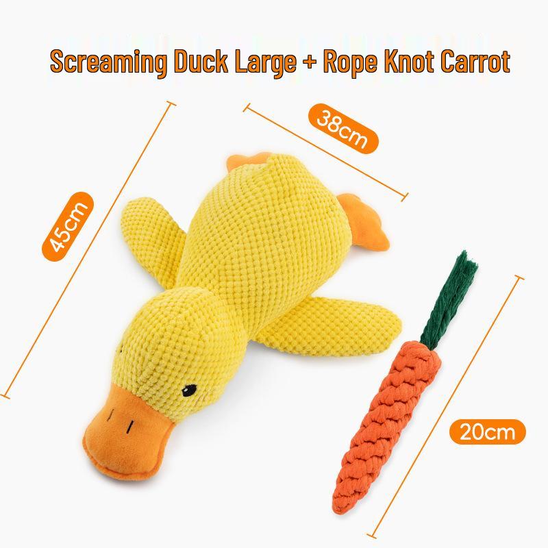 Durable Squeaky Yellow Duck Plush - Decompression Chew Toy for Dogs and Cats