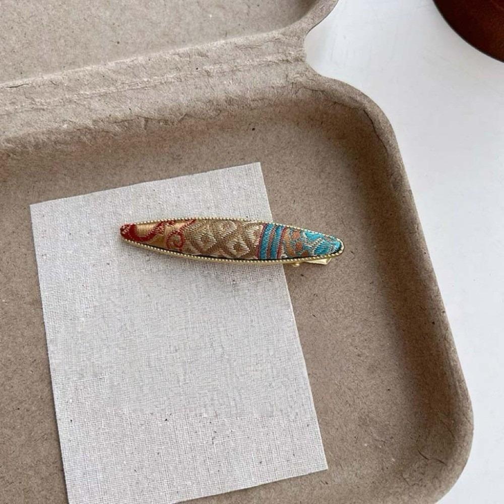 Gold Silk Fabric Songzhen Hair Clip Chinese Style Silk Hair Clip Vintage Pearl Inlay Hairpin Girls