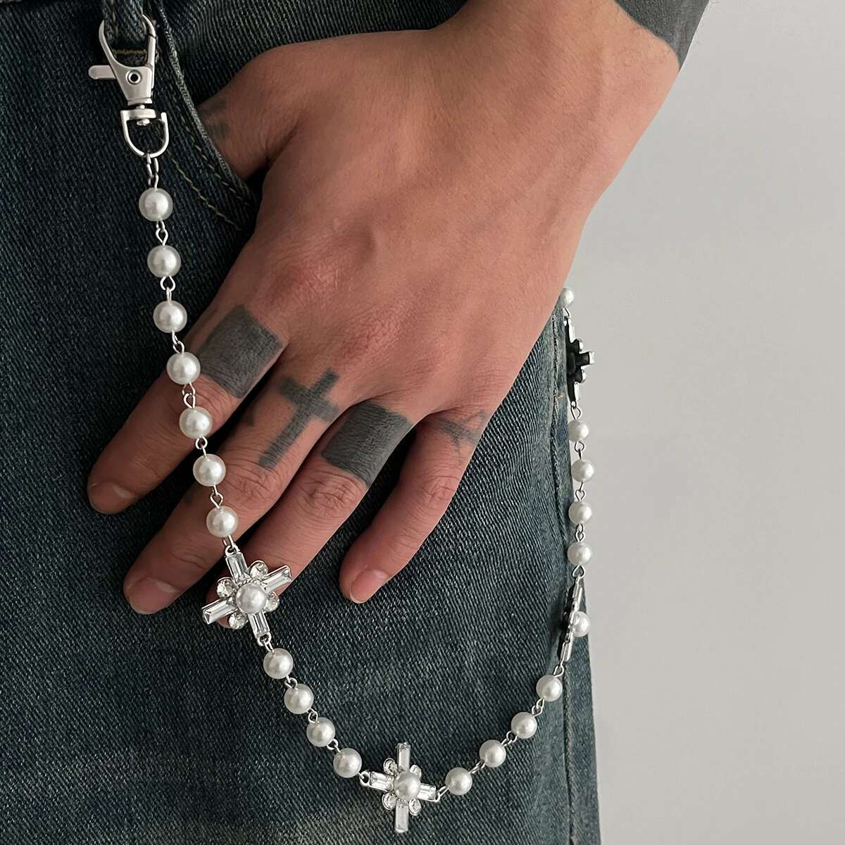

Ingemark Hip Hop Rhinestone Cross Long Keychains Wallet Belt Jeans Trousers Hipster Pants Bag Chains for Men Jewelry Trend 2026