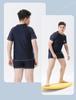 Boys' Plus-Size Two-Piece Polyester Competition Swimsuit with Cap