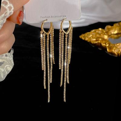 Shining Tassels Long Earrings For Women Trendy Wedding Party Hanging Dangle Earrings Bridal Jewelry Gifts