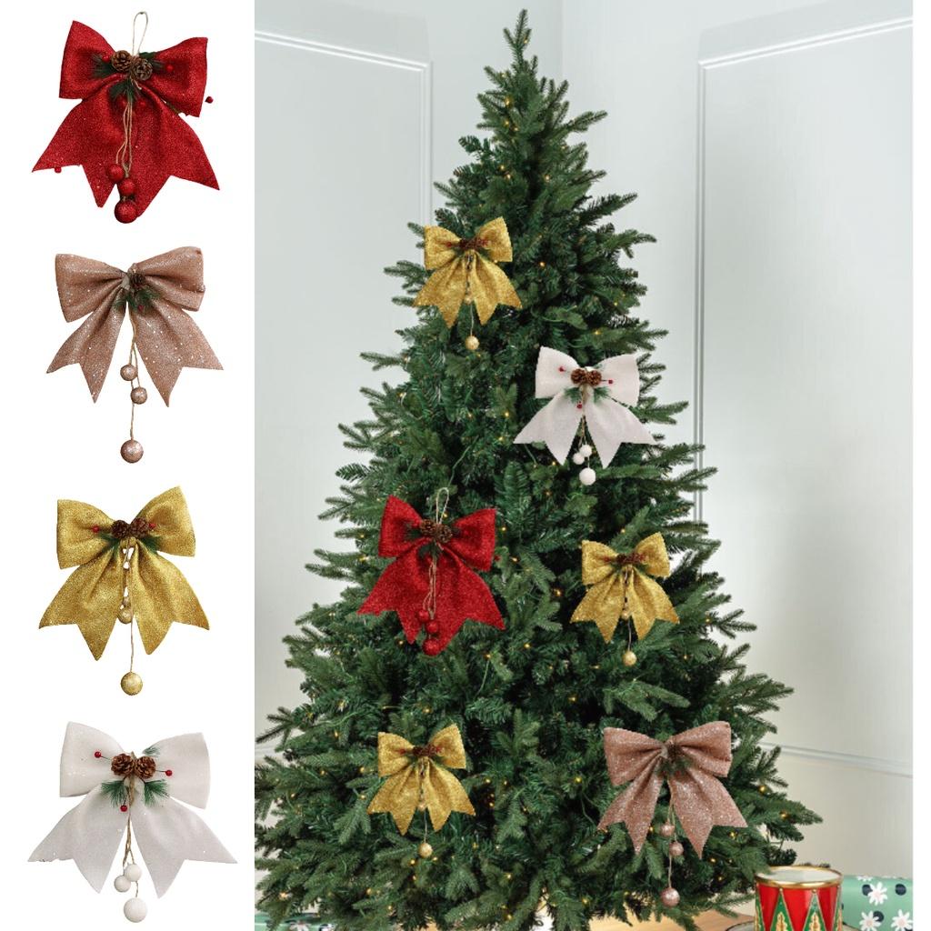 Tree Christmas Bow Diy Pendant Party Decoration Glitter Ornament Gifs Wedding