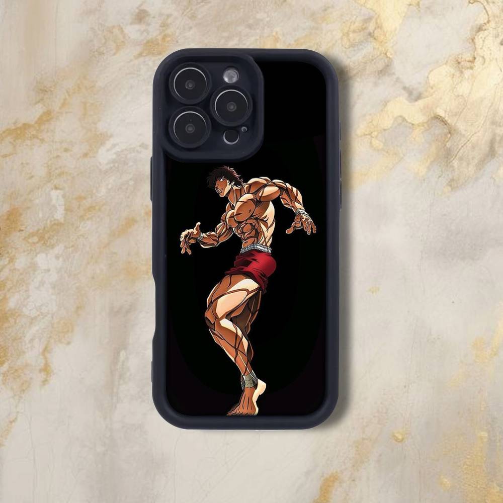 

B-Baki Anime H-Hanma Phone Case For iPhone 17,16,15,14,13,12,Pro,Max,Plus,E,SE4,Air, emery Black Full Coverage TPU iPhone12mini
