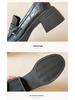 Weiwei Girl Vintage Slip-On Loafers: Chunky Heel, Thick-Soled, British-Style Women's Leather Shoes.