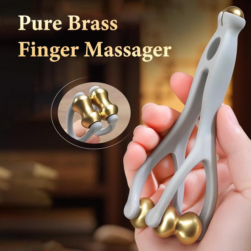 Dual-Row Finger Massage Tool, Brass Roller Design, Easy Use, Relieve Finger Fatigue, Promote Blood, Portable