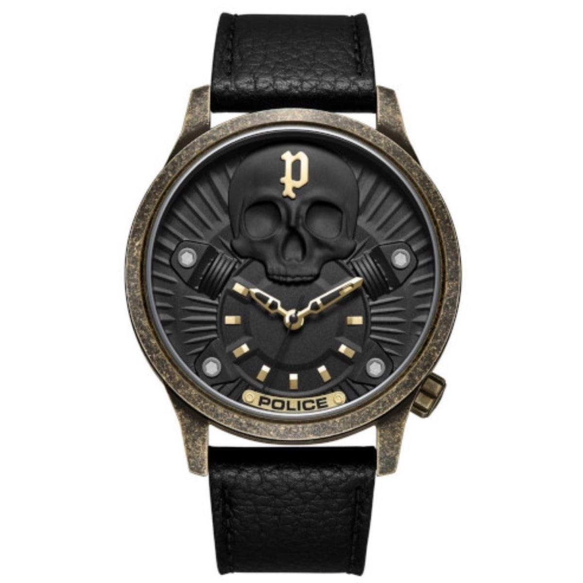 Used [Final price reduction] New Police POLICE Skull Leather Watch Wristwatch PEWJA2227702 Skull Vintage Processing