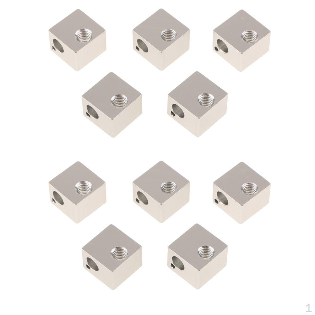 10Piece Aluminum Heater Block for 3D Printer Extruder End 20x20x10mm MK8 16x16x12mm