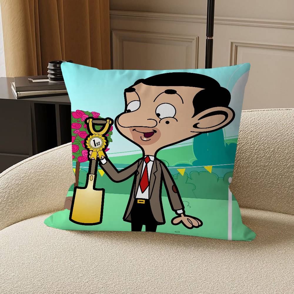 Animated Mr.Bean Cushion Cover Car Throw Pillow Case For Sofa Car Christmas Gift 40x40cm 45x45cm