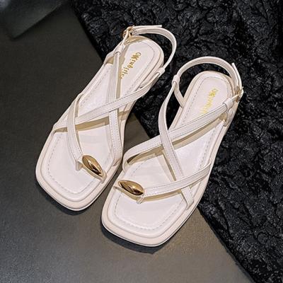 Fashion Footwear Roman Style Summer 2025 Flat Rubber Open Toe Sandals for Women No Heel New Breathable Fashion Luxury Sale Ladies Shoes