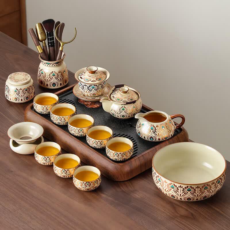 Youluo 2026 Light Luxury Ru Kiln Gongfu Tea Set