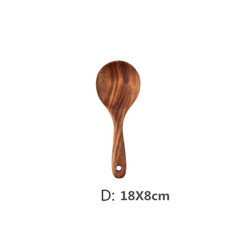 

Natural Teak Cooking Spoon Scoop Kitchen Wooden Spatula Non-stick Utensils Set For Cooking With Hanging Hooks Cookware Tool Set