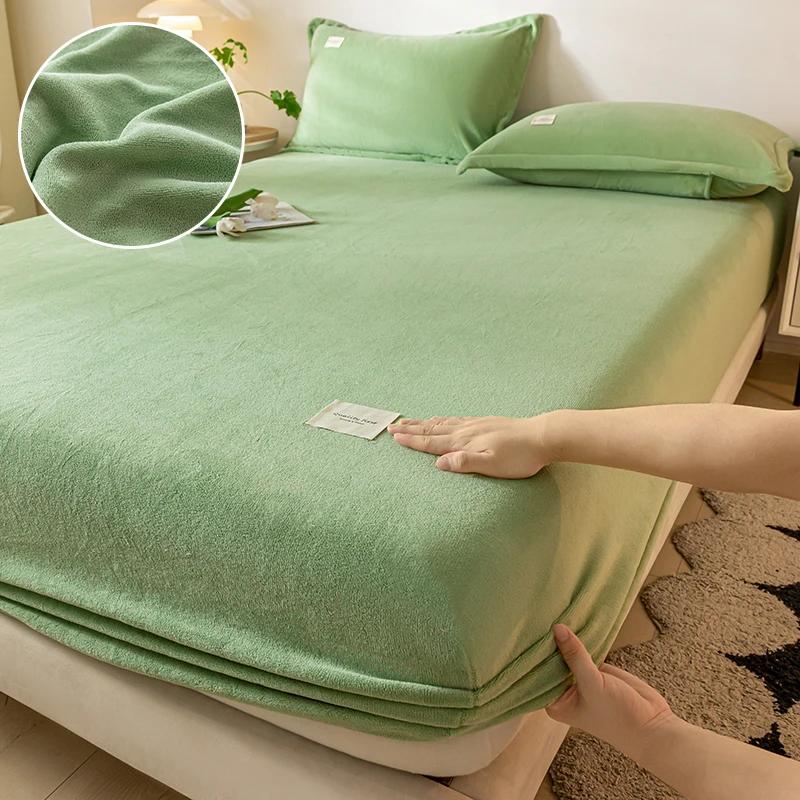 Thickened Velvet Mattress Cover High-quality Solid Color Bedspread Latex Mattress Elastic Soft Mattress Covers 160/180/200x200cm