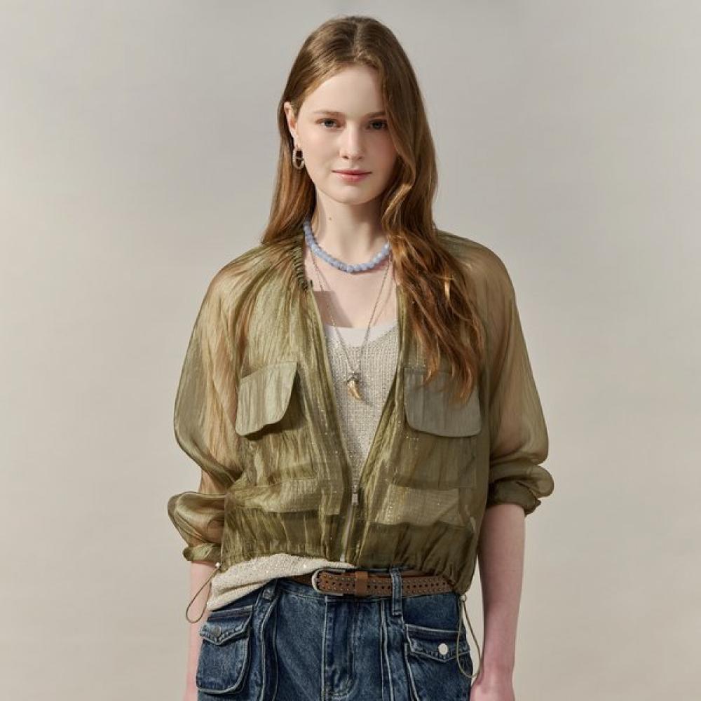

Maxza Sheer Glossy Pocket Crop Zip Jumper Zf05qj002nh Khaki/FREE