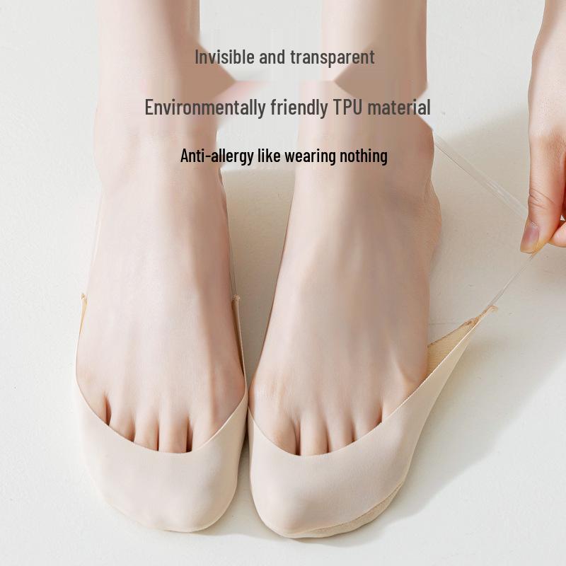 Women's Summer Invisible Boat Socks - Breathable, Sweat-Absorbing, Antibacterial, Anti-Slip, Low-Cut for High Heels