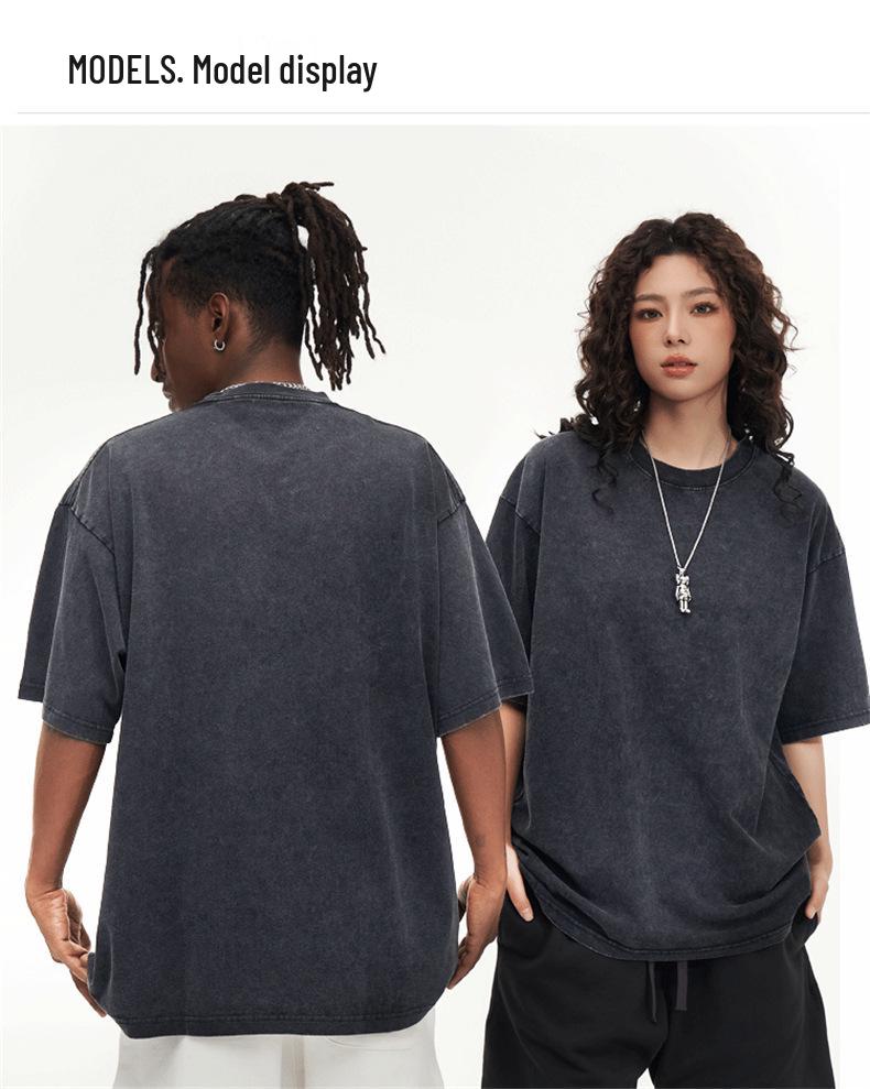 T-shirt Pesante in Cotone Lavato Vintage da 230g per Uomo e Donna - Taglia Europea, Versatile e Vestibilità Ampia