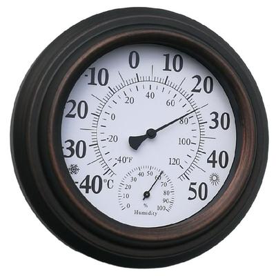 Decorative Wall Clock Thermometers Humidity Meter for Patio Garden Decor