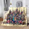 1pc Nature's Beauty Peacock Blanket, Soft Warm Throw Blankets, Living Room .K066