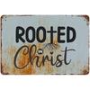 Rustic Metal Iron Sign Plaque     Inspirational Rooted In Christ Wall Art PreDrilled for Easy Hanging Versatile Decor Fo