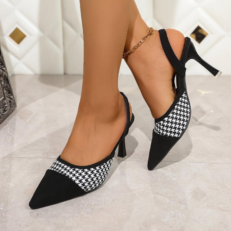 

Fashion 2025 New Sandals Sexy Women s Summer Pointed Sandals Women s Thin Heel Middle Heel High Heel Shoes Fashion Women s Shoes Pumps 40 чёрный