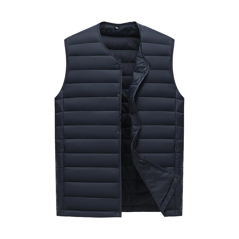 Men White Down Vest Man's Clothing Ultra Light Down Waistcoat Portable Sleeveless Coat Man Winter Round Collar Warm Liner