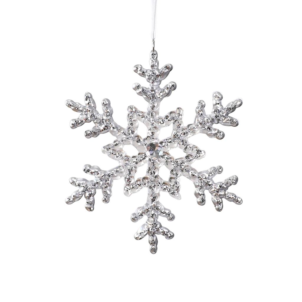 Acrylic Christmas Tree Ornaments Semi-Transparent Gradient Snowflake Hanging Decor with Bell for Holiday Festive Decoration