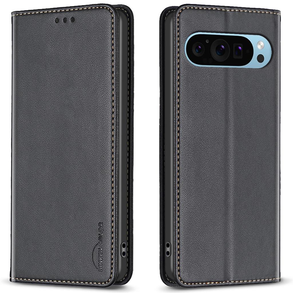 BINFEN COLOR BF18 For Google Pixel 9/Pixel 9 Pro Leather Case Magnetic Closure Flip Phone Cover Full Body Protection
