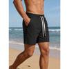 Mens Solid Color Waffle Drawstring Pockets Casual Straight Summer Shorts