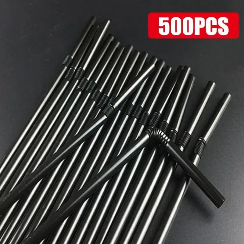 Multicolor Drinking Straws Child Plastic Straws Multi-time Milk Tea Beverage Accessories Black Straw Wholesale Party Supplies