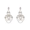 Silver Needle Luxury Full Diamond Hollow-Out Earrings, Retro Palace Style Exaggerated Drops, High-End Light Luxury Studs for Women