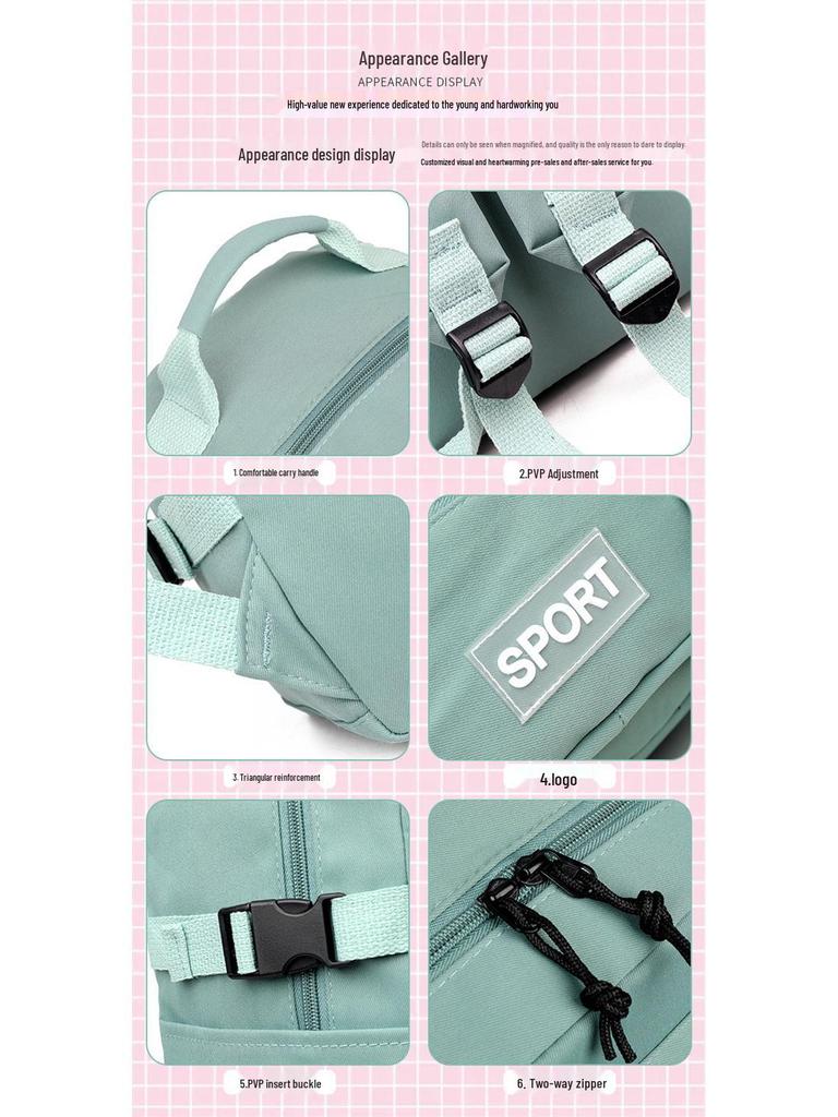 Spacious Korean-Style Unisex Backpack with Pencil Case for Elementary & Middle School Students