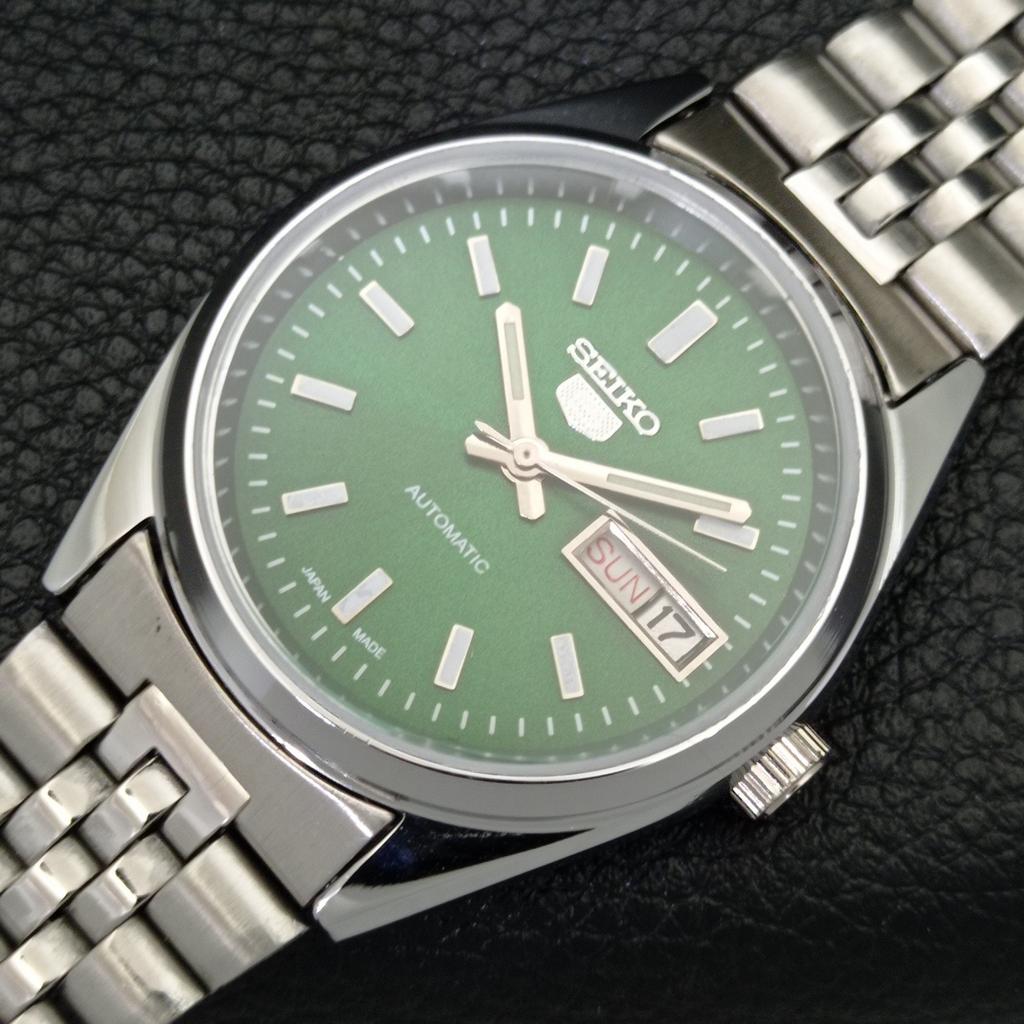 JAPAN VINTAGE SEIKO 5 AUTOMATIC REFURBISHED MENS GREEN DIAL WATCH a440638-9 Sk-a440638-1