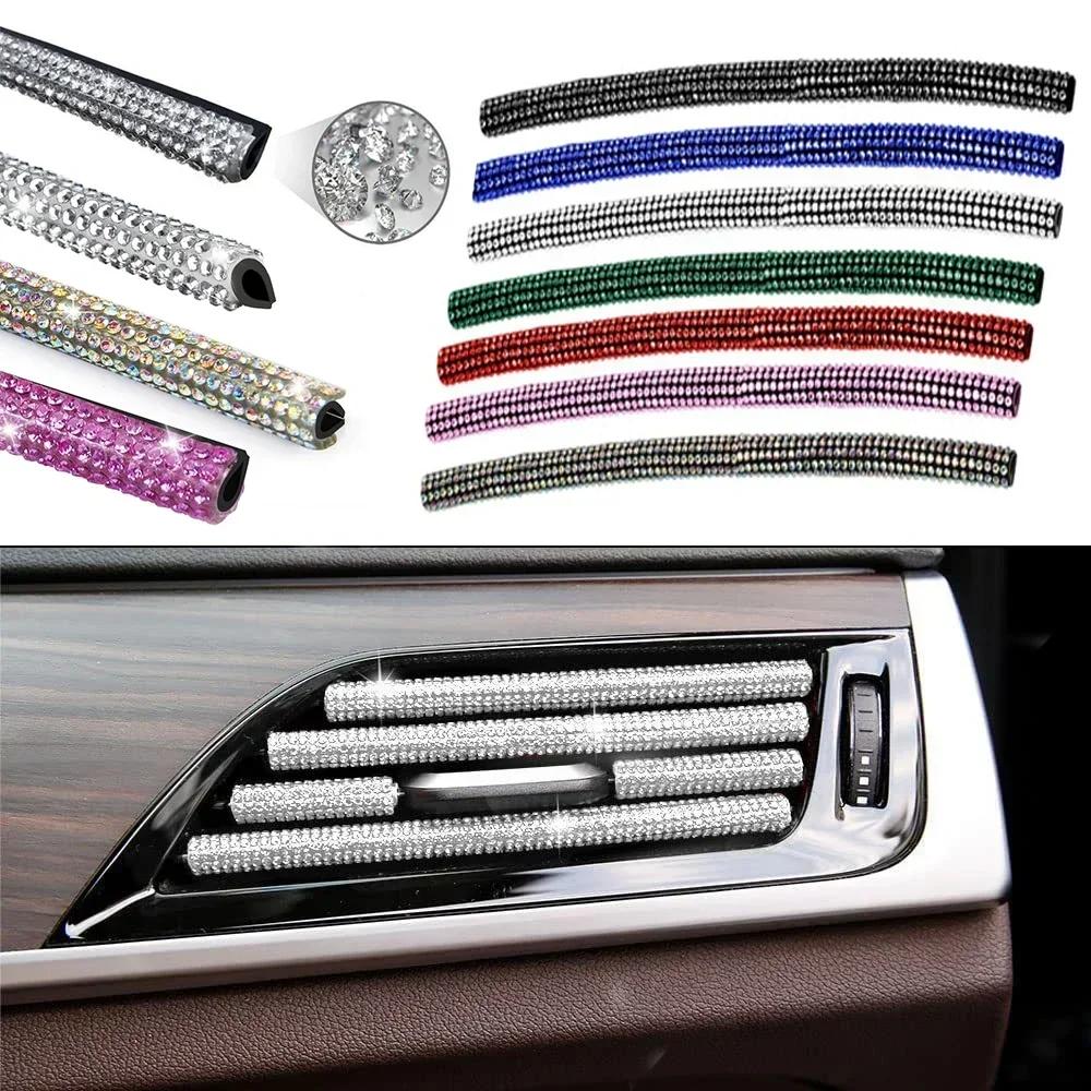 1-10PCS Car Diamond Air Conditioner Outlet Interior Trim Strip Universal U Clip Rhinestone car accessories interior