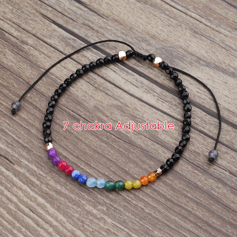 Dainty Tiny Blue Natural Stone Moonstone Beads Bracelet for Women Healing 7 Chakra Delicate Small Stacking Bracelet