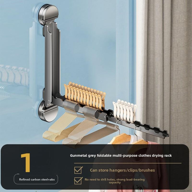 Suction Cup Telescopic Clothes Drying Rack, Invisible Retractable Indoor Clothes Drying Rack, Bay Window Clothes Drying Rack