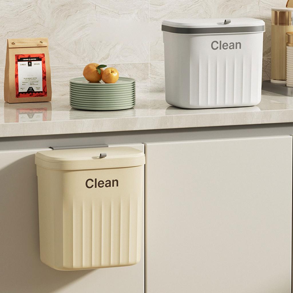 8.5/12L Wall Mounted Kitchen Trash Can Large Capacity Kitchen Garbage Cans with Lid Hanging Trash Bin for Bathroom Decor