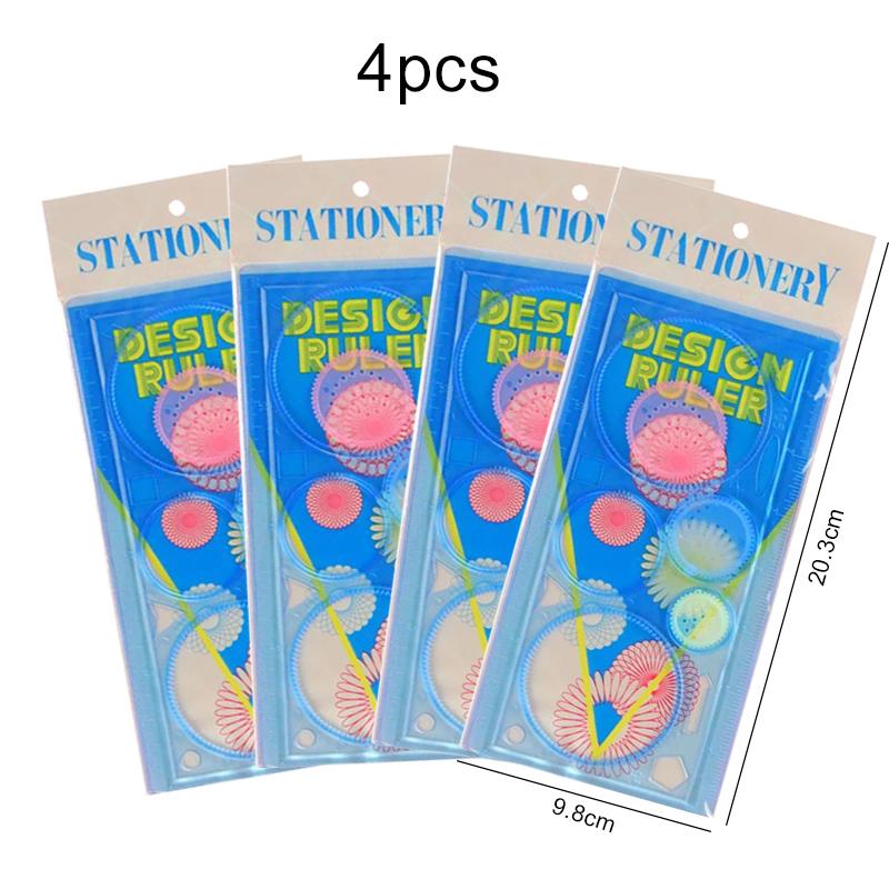 4pcs Spirograph Ruler Children Drawing Toys Multifunctional Magic Set Ruler Versatile Gauge Curve Gear Painting Ruler TMZ
