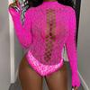 New Arrivals Women'S Sex Rhinestone Studded Colored Fishnet Teddy Bodysuit Sparkling Rhinestone Cut-Out Designs Form-Fitting