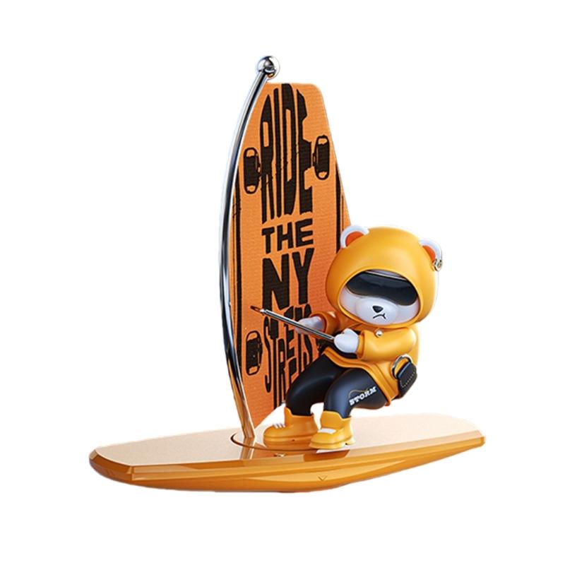

Entertaining Cute Surfing Bear Ornament Car Dashboard Decoration That Swings And Rotates For A Fun Driving Experience