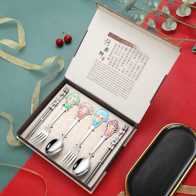 Chinese Peking Opera Mask Tableware Set: Chopsticks, Fork, Spoon - Beijing Craft Souvenir