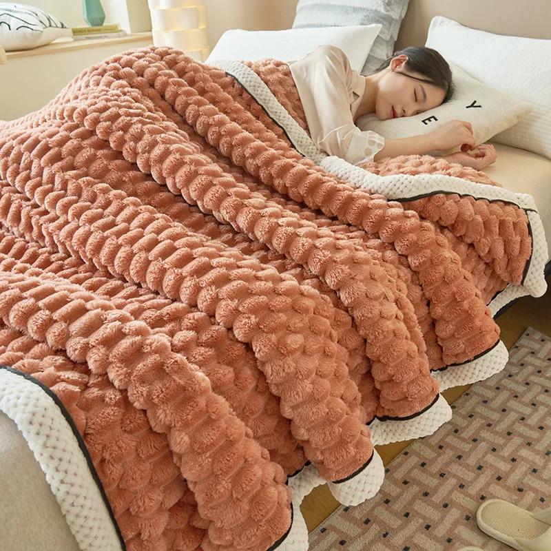Warm Plush Blankets Super Soft Plaid Blanket for Beds on The Bed Sofa Throw Blanket Office Nap Comforter Bedspread Queen Quilt
