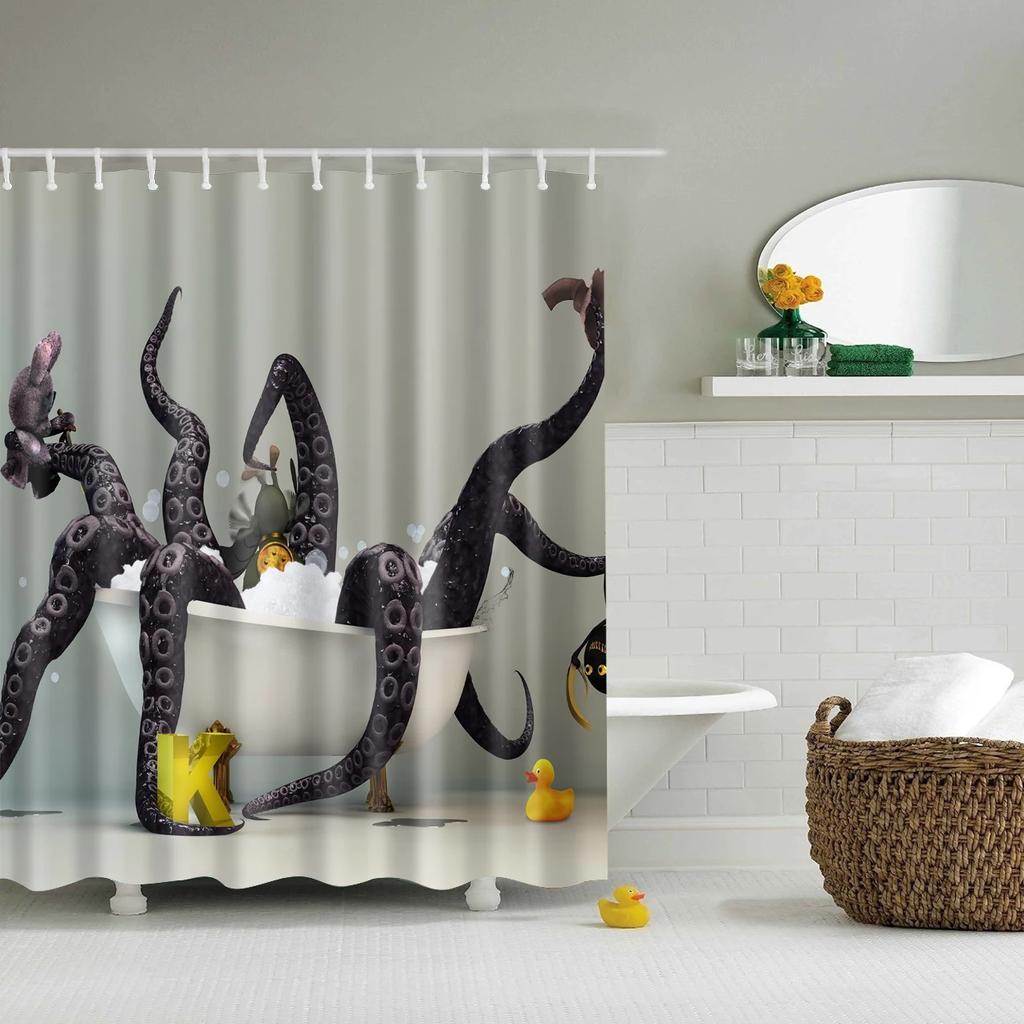 Söt Duschdraperi med Djurmönster Polyester Vattentätt   duschdraperi