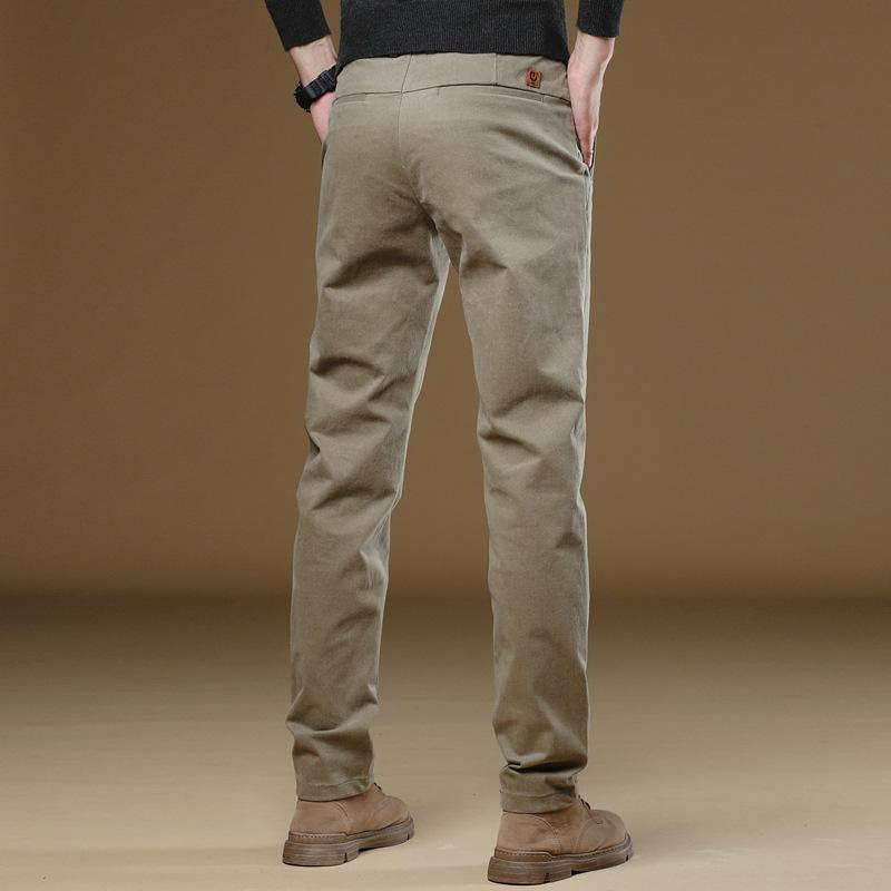 2024 Spring And Autumn Winter New High End Men'S Plush/Thin Casual Pants Slim Fit Straight Tube Versatile Business Suit Long Pants