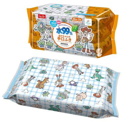 Disney Pure Water Hand and Mouth 60 Sheets X 3 Packs Mildly Contains Moisturizing Ingredients Leaf Made In No Additives Propylene or 99% Wipes,