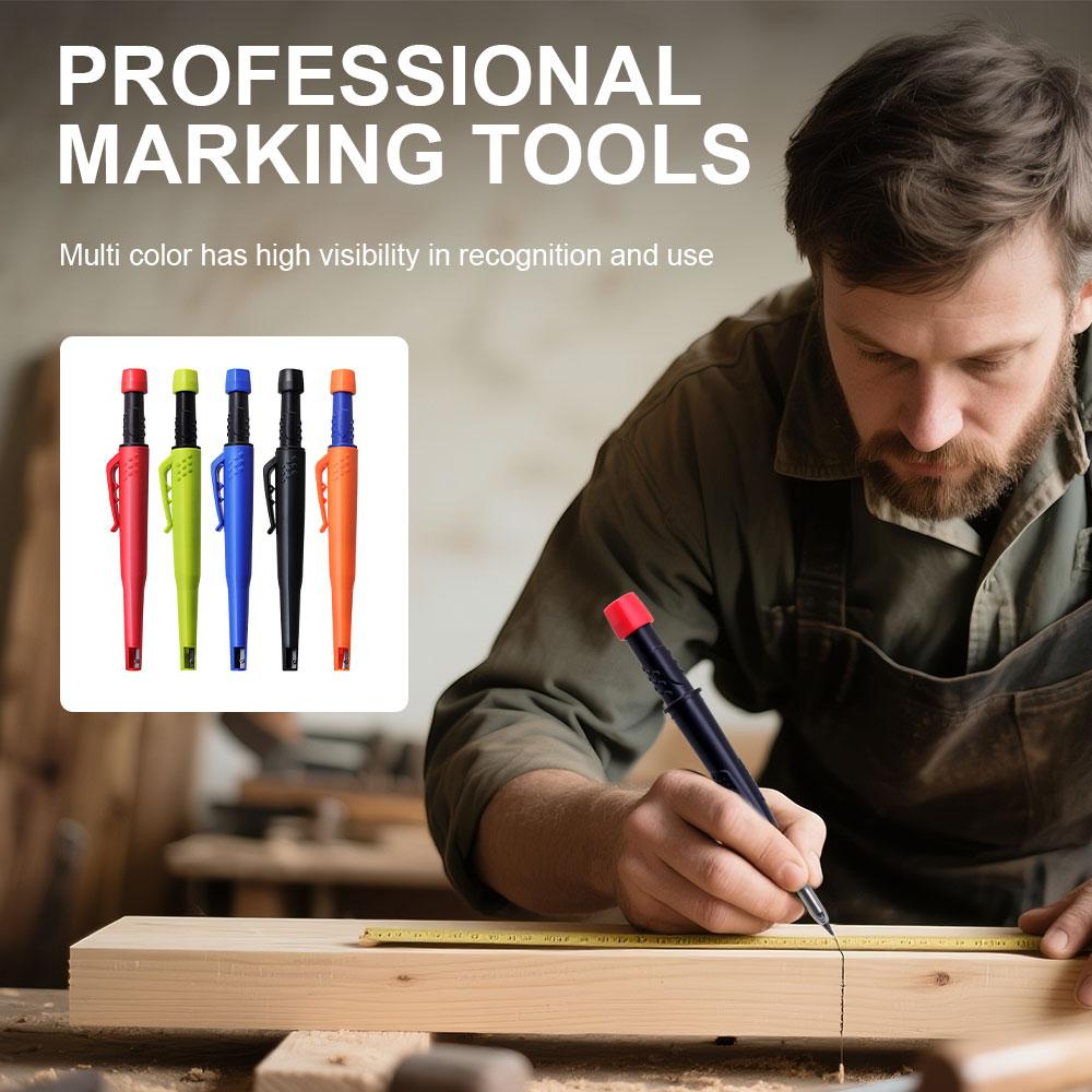 5Pcs Solid Carpenter Pencils, Refill Deep Hole Marking And Drawing With 2.8mm Reliable And Durable Lead For Carpenters Engineer